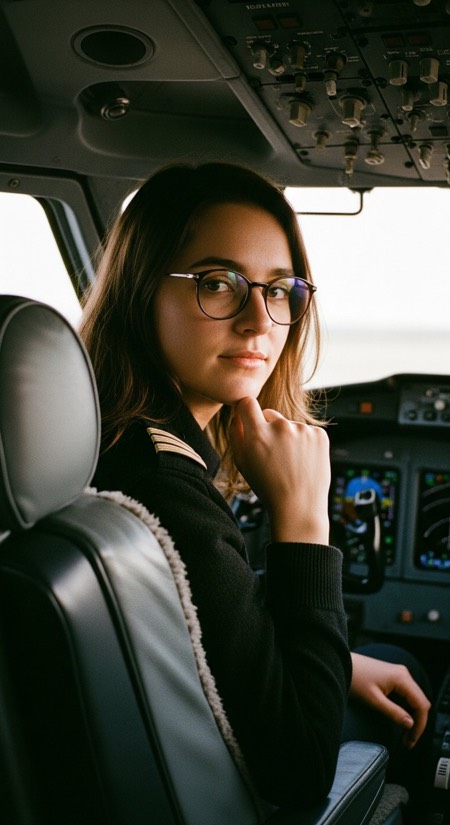 Airline Pilot In Cockpit pose reference photo