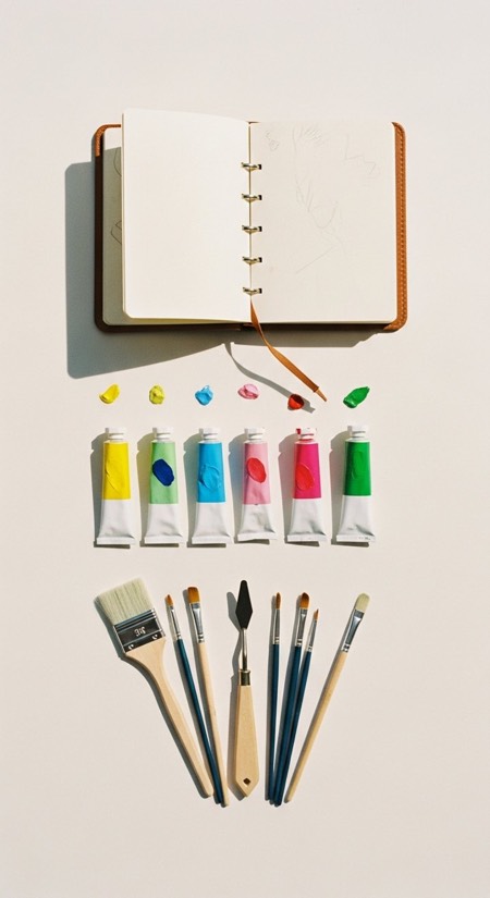 Art Supplies Flat Lay pose reference photo