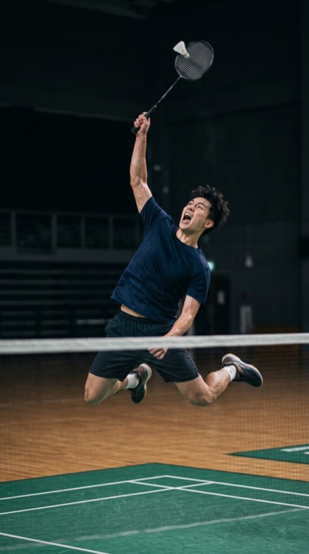 Badminton Smash Jump pose reference photo