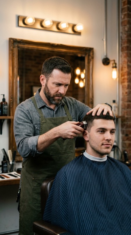 Barbershop Master At Work pose reference photo