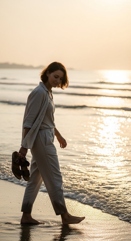 Barefoot Beach Stroll pose reference photo