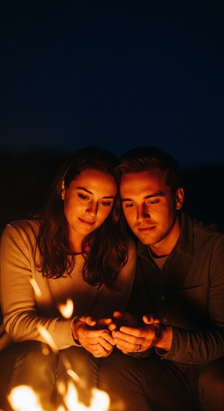 Beach Bonfire Night pose reference photo