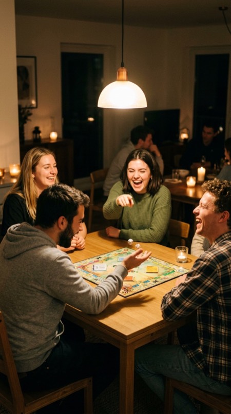 Board Game Night Laugh pose reference photo