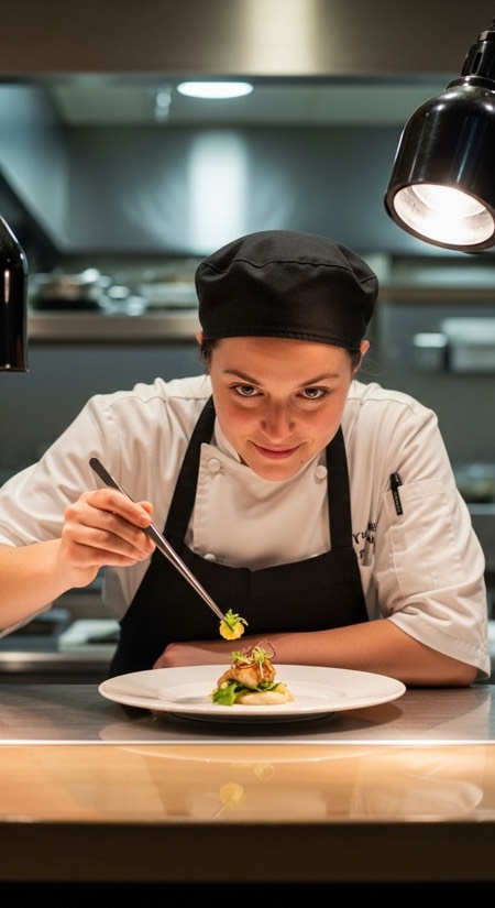 Chef Plating In Kitchen pose reference photo
