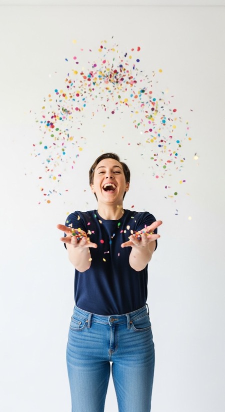 Confetti Burst Portrait pose reference photo