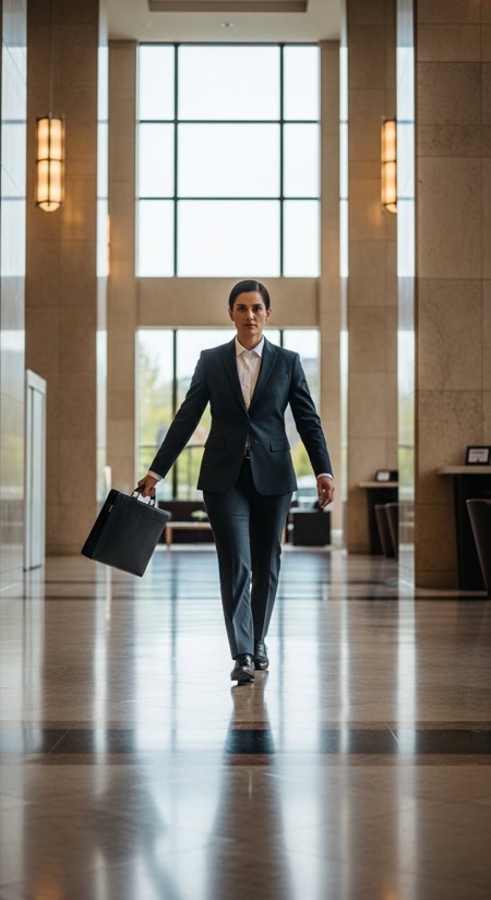 Consultant Walking In Lobby pose reference photo
