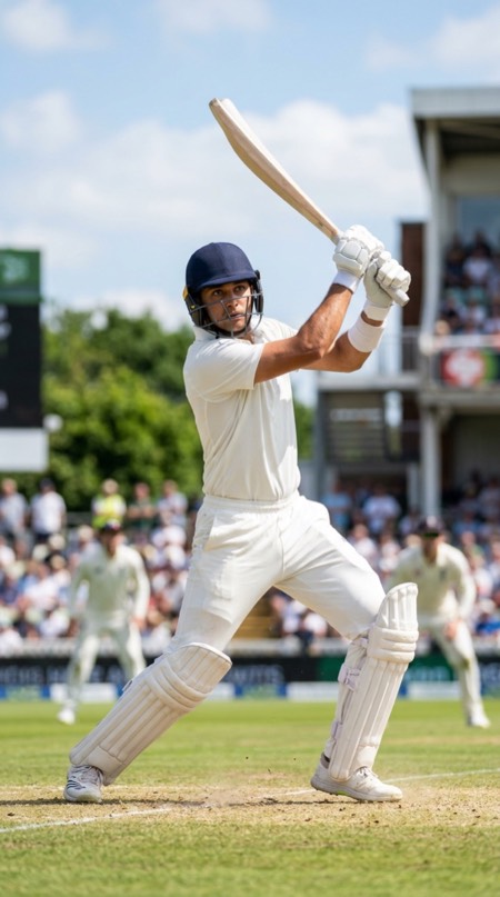 Cricket Cover Drive pose reference photo