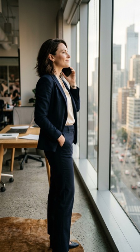Executive Phone Call Window pose reference photo