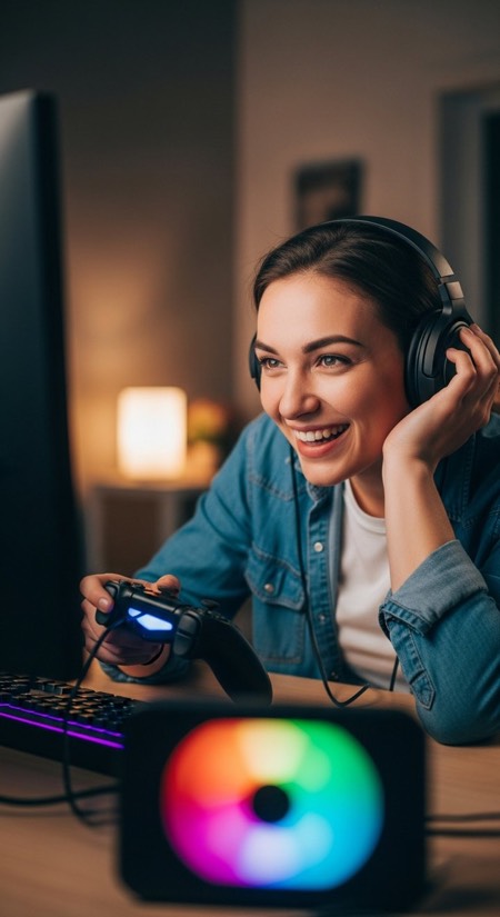 Gaming Setup Glow pose reference photo