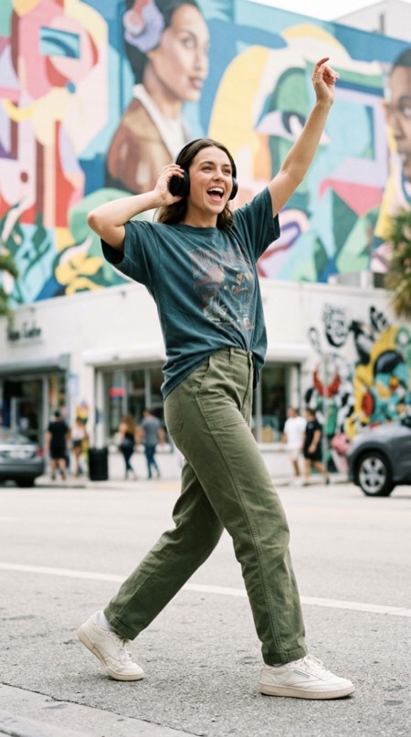 Headphones Groove Walk pose reference photo