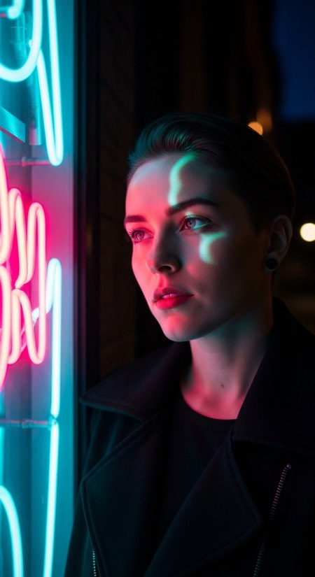 Neon Glow Portrait pose reference photo