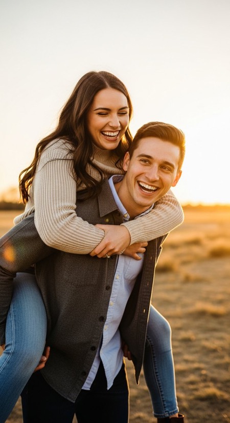 Playful Piggyback Laugh pose reference photo