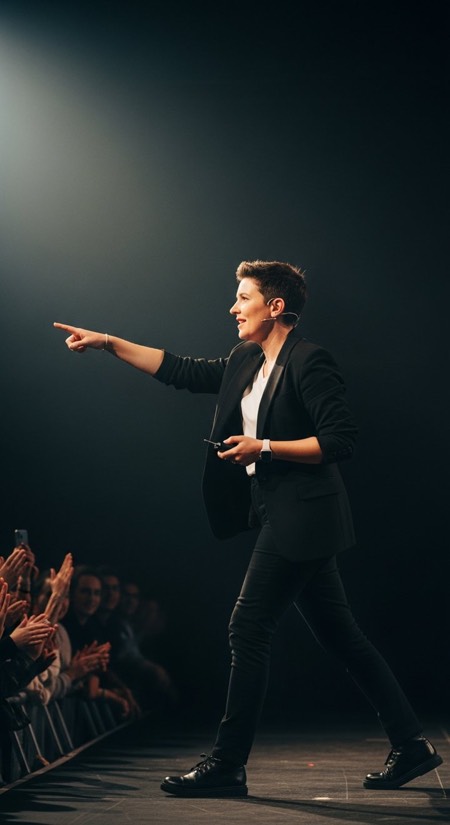 Presenter On Stage pose reference photo