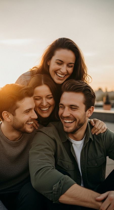Rooftop Friends Hangout pose reference photo