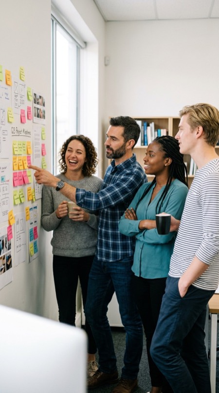 Startup Team Standup pose reference photo