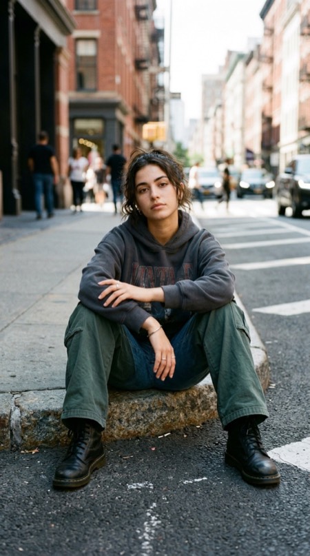 Streetwear Curb Sit pose reference photo