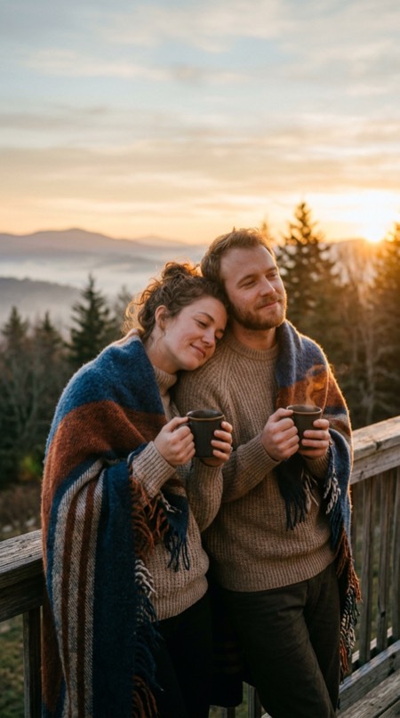 Sunrise Balcony Embrace pose reference photo