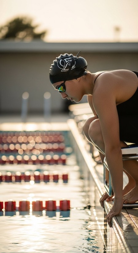 Swimmer Poolside Ready pose reference photo