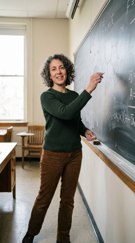 Teacher At Chalkboard pose reference photo