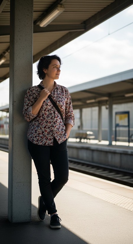 Train Platform Wait pose reference photo